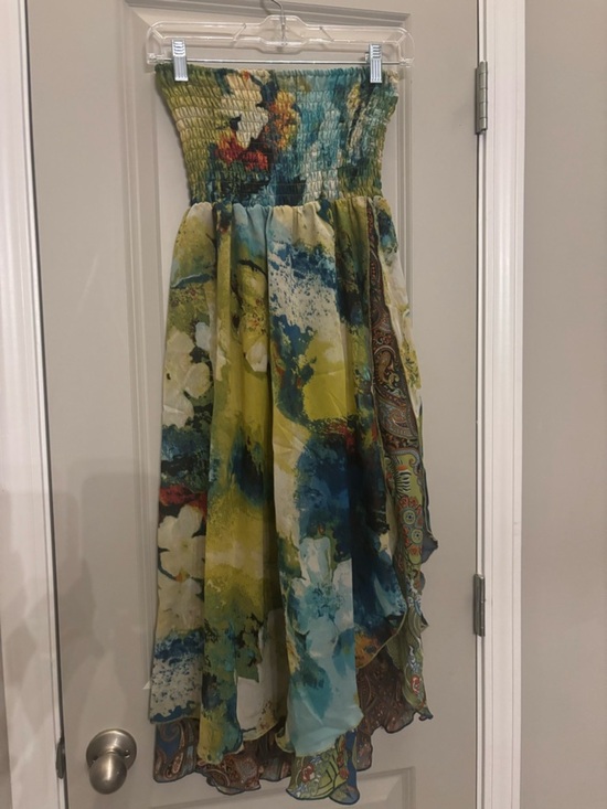 Sunny Leigh Dresses & Skirts - Women’s Strapless Floral High-Low Layered Dress in Multicolor RUNS SMALL